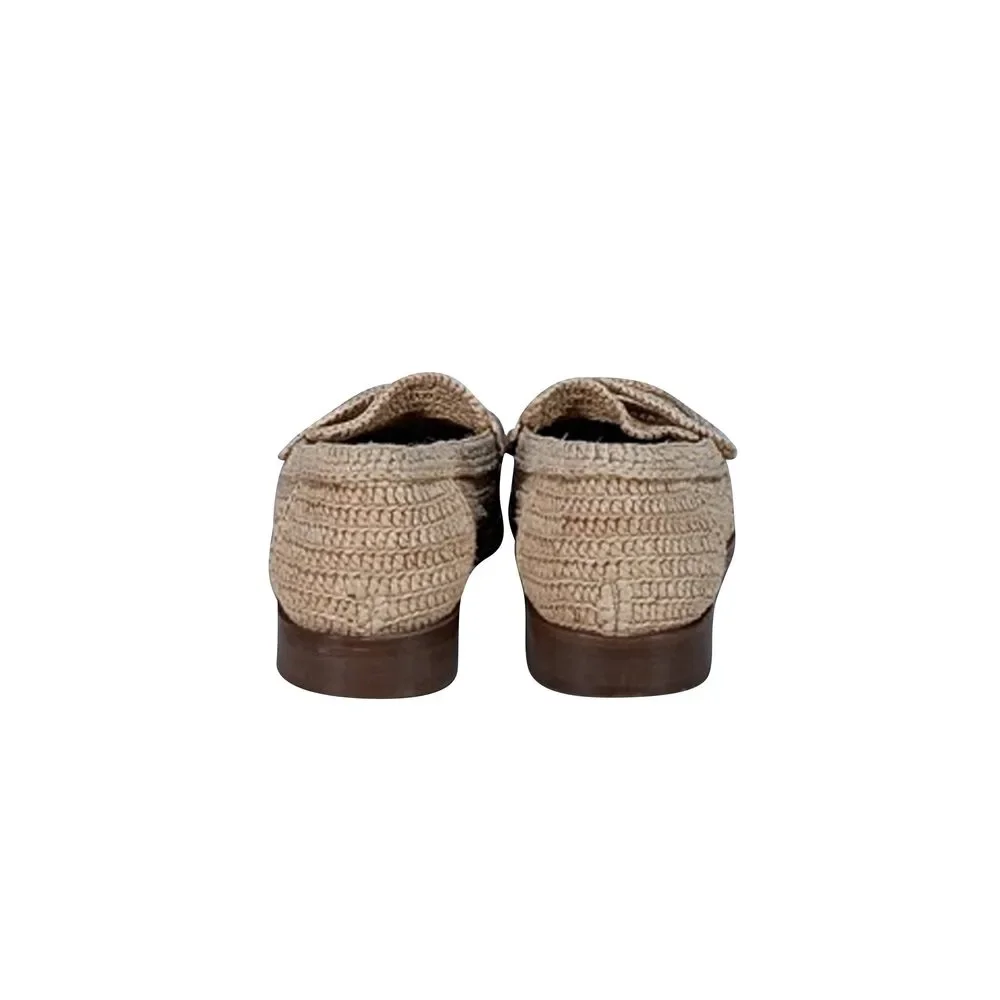 Sezane - Beige Raffia Slip On Loafers Sz 9